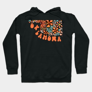 Oklahoma State Design | Artist Designed Illustration Featuring Oklahoma State Filled With Retro Flowers with Retro Hand-Lettering Hoodie